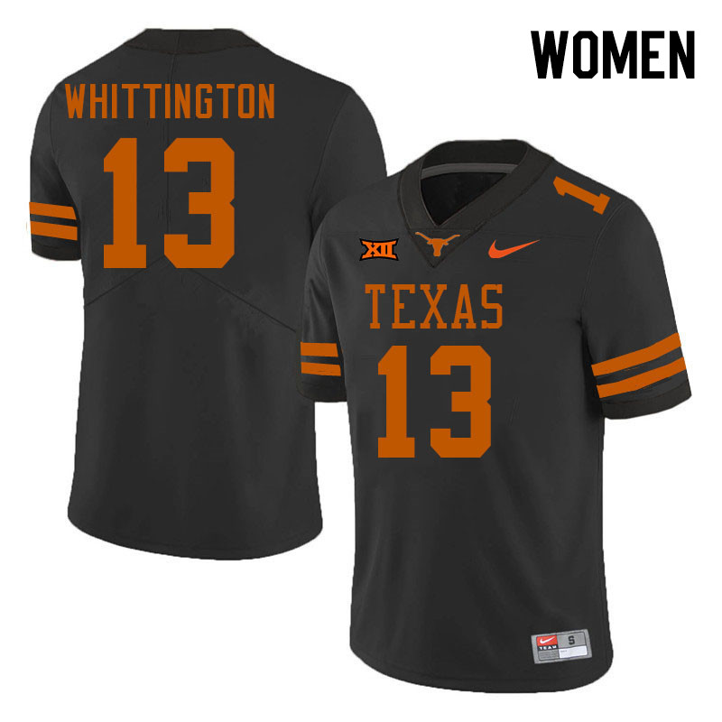 Women #13 Jordan Whittington Texas Longhorns 2023 College Football Jerseys Stitched-Black